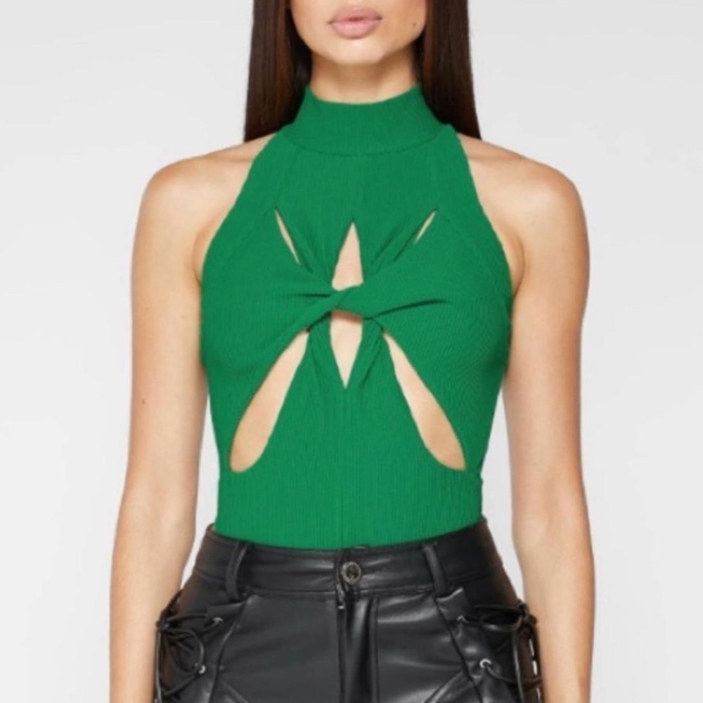 Maniere De Voir Emerald Cut-Out Bodysuit